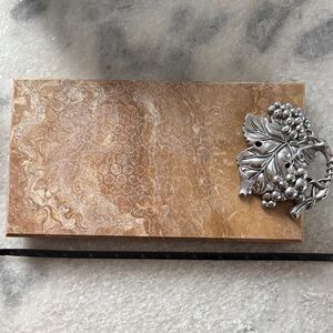 Serving Tray with Silver-Tone Leaf Accent